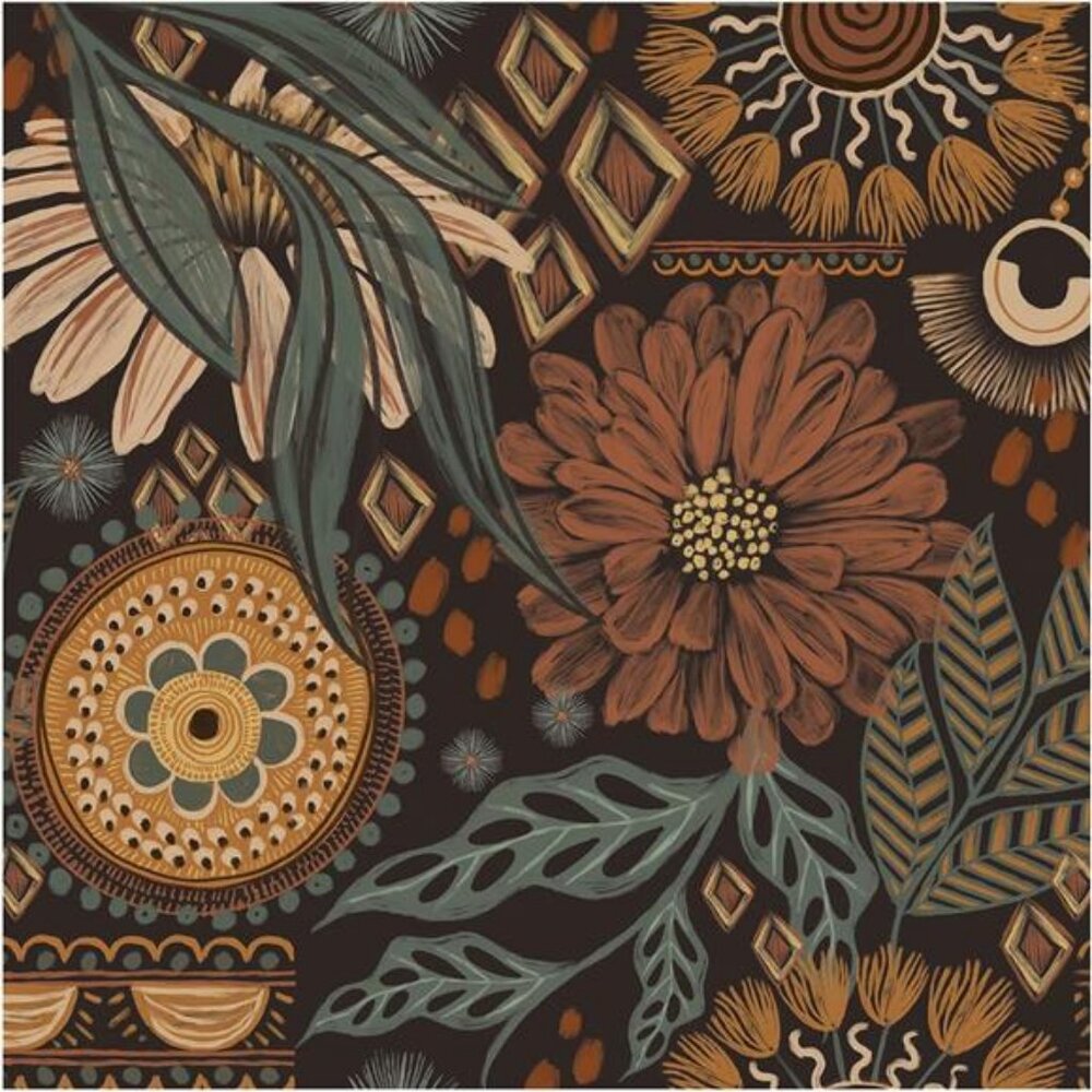 17.7in x 6.6ft Removable Wallpaper Peel and Stick Floral Boho ‎ Retro Wall Decor